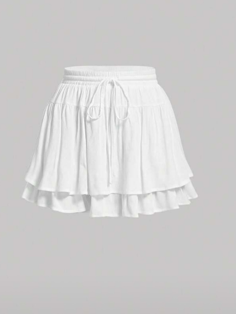White Tiered Ruffle Mini Skirt